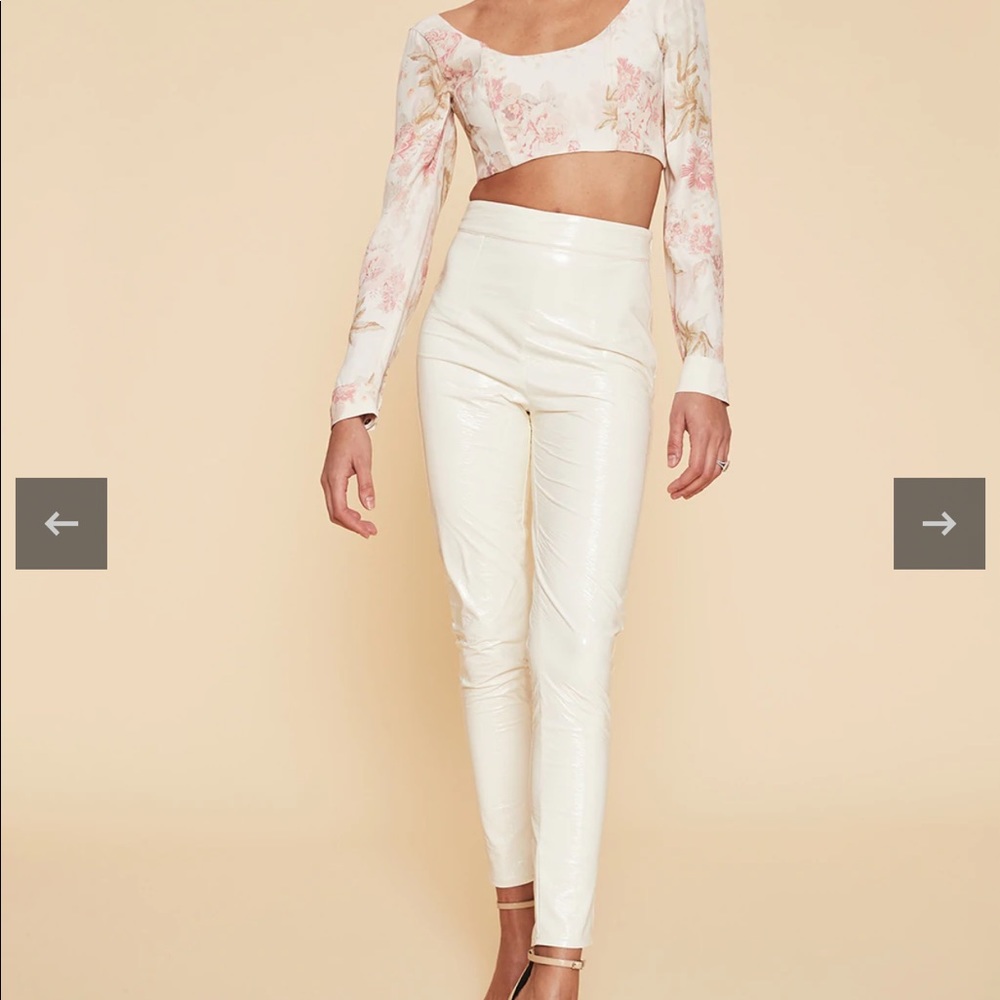 LPA Leather Leggings 629 in Ivory Size Large